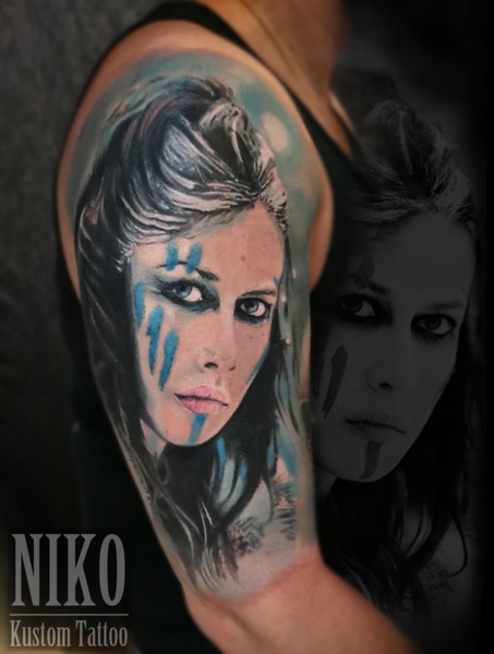 viking tattoo portrait valkyrie