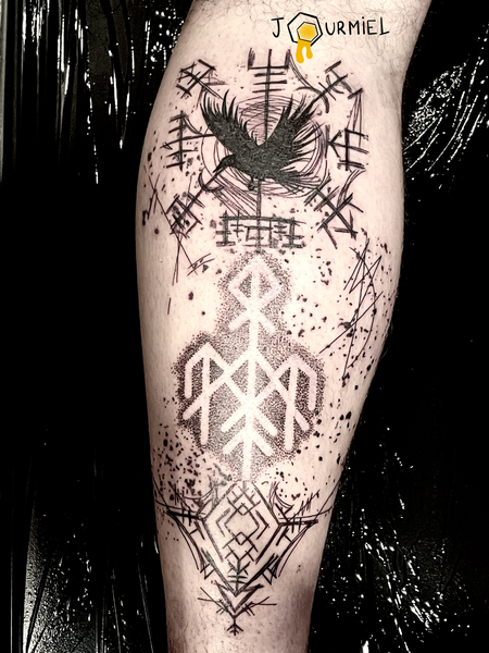 tatouage vegvisir rune dotwork