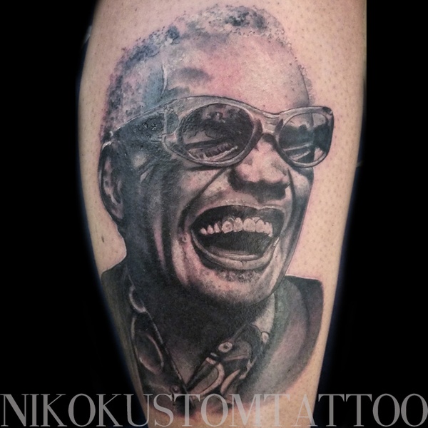 Ray Charles portait tattoo